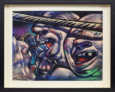 Lot 613 - SPECTATORS, A PASTEL BY PETER HOWSON