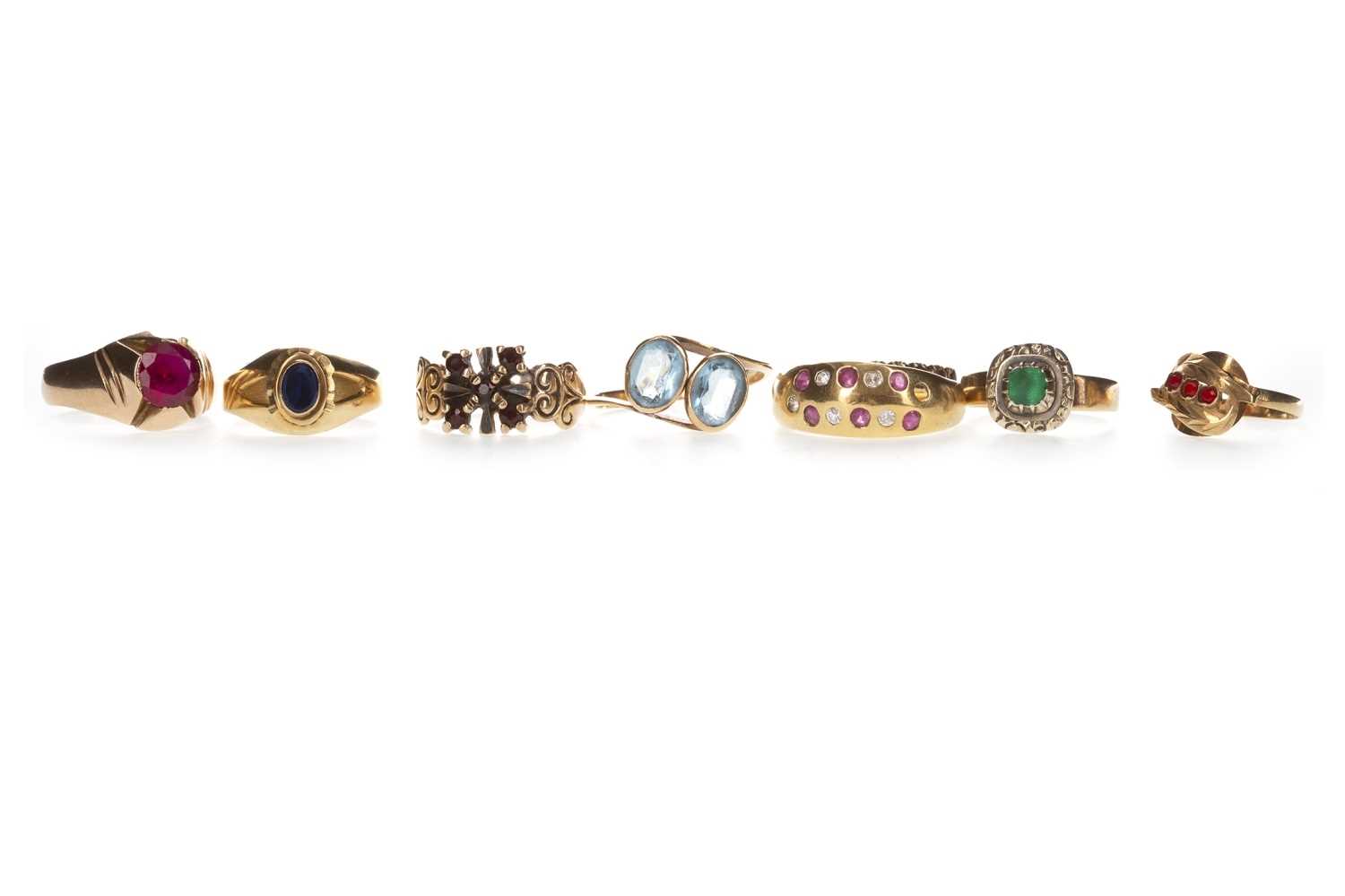 Lot 309 - A COLLECTION OF GEM SET RINGS