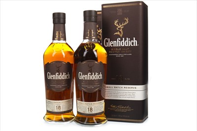 Lot 78 - TWO BOTTLES OF GLENFIDDICH SMALL BATCH AGED 18 YEARS