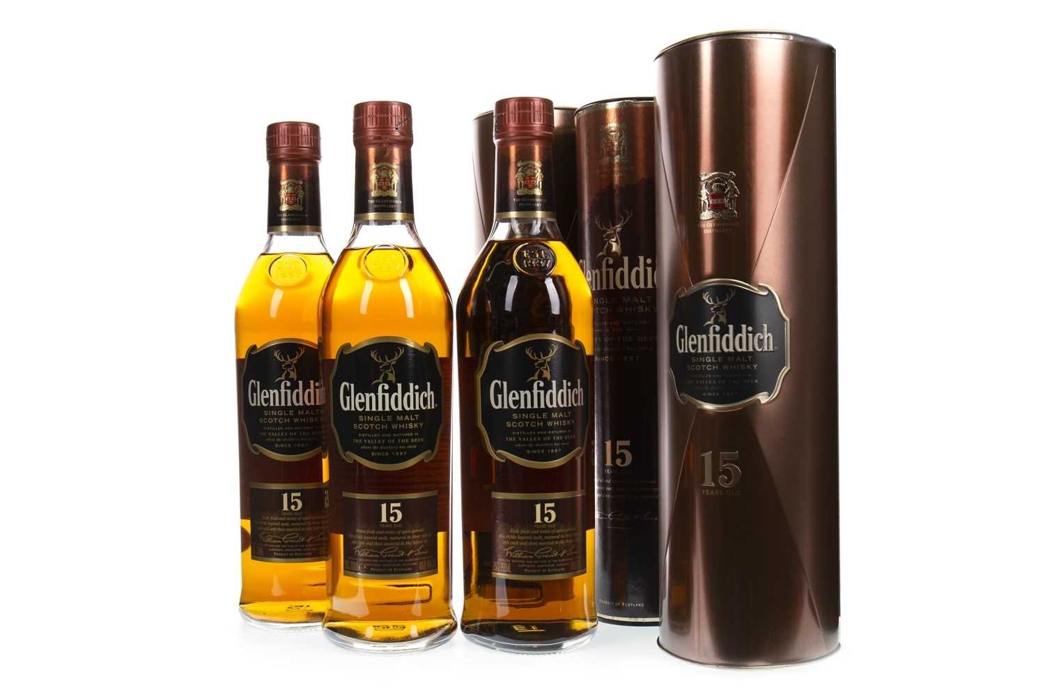 Lot 326 - THREE BOTTLES OF GLENFIDDICH 15 YEARS OLD