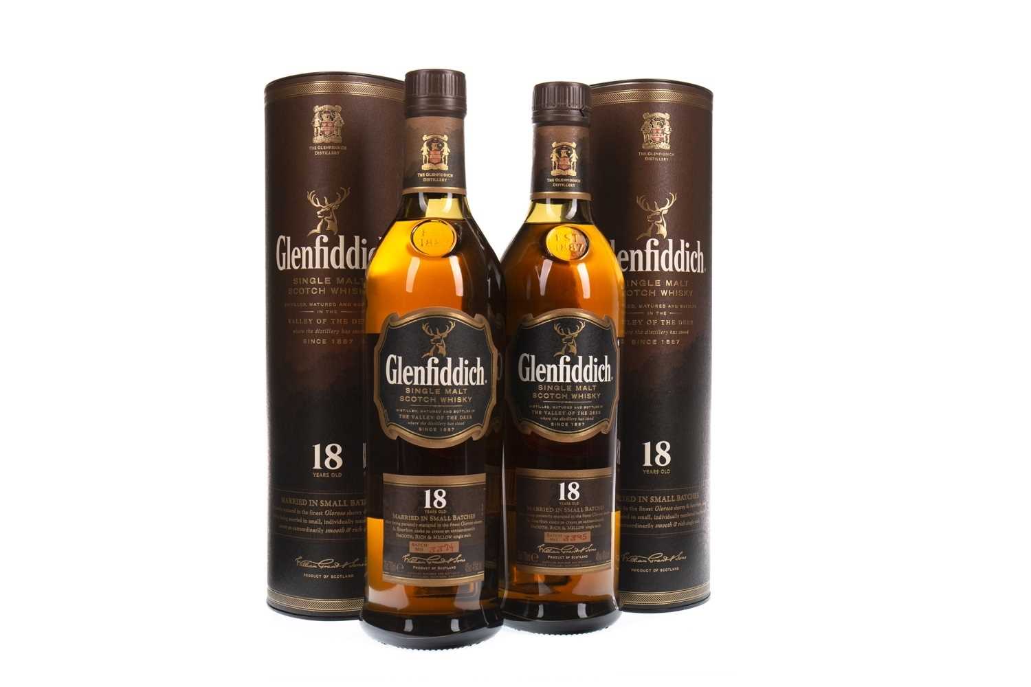 Lot 329 - TWO BOTTLES OF GLENFIDDICH 18 YEARS OLD