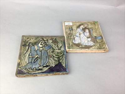 Lot 178 - A PAIR OF PERSIAN POLYCHROME TILES