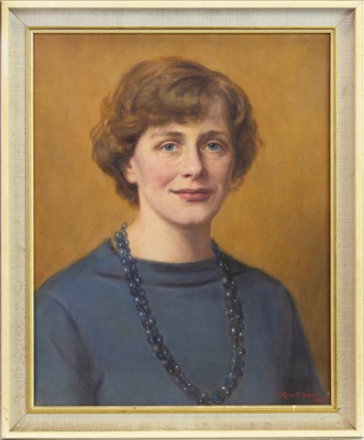 Lot 417 - PORTRAIT OF A WOMAN, AN OIL BY ROBERT JOHN SWAN