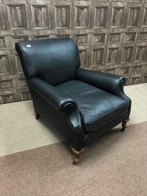 Lot 238 - A LEATHER ARMCHAIR