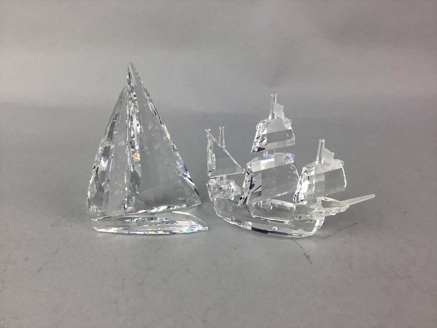 Lot 245 - A SWAROVSKI CRYSTAL SAILBOAT AND A SWAROVSKI SHIP