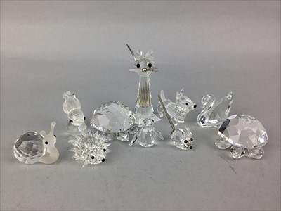 Lot 256 - A LOT OF SWAROVSKI CRYSTAL ANIMAL FIGURES INCLUDING A MOUSE, HEDGEHOG AND A SQUIRREL