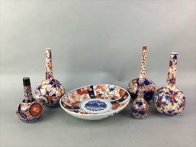 Lot 107 - A LOT OF JAPANESE IMARI VASES AND A DISH