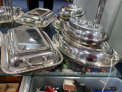 Lot 257 - A LOT OF SILVER PLATED SERVING DISHES