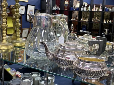 Lot 258 - A LOT OF SILVER PLATED WARE INCLUDING A TEA SERVICE