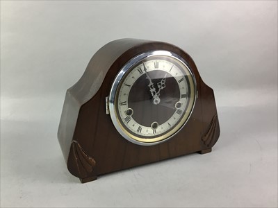 Lot 276 - AN ENFIELD STAINED WOOD MANTEL CLOCK