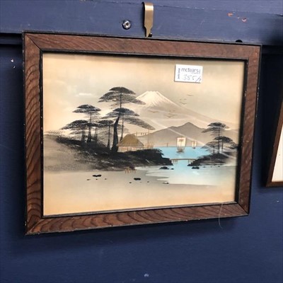 Lot 355 - A LOT OF JAPANESE AND CHINESE PAINTINGS AND PICTURES