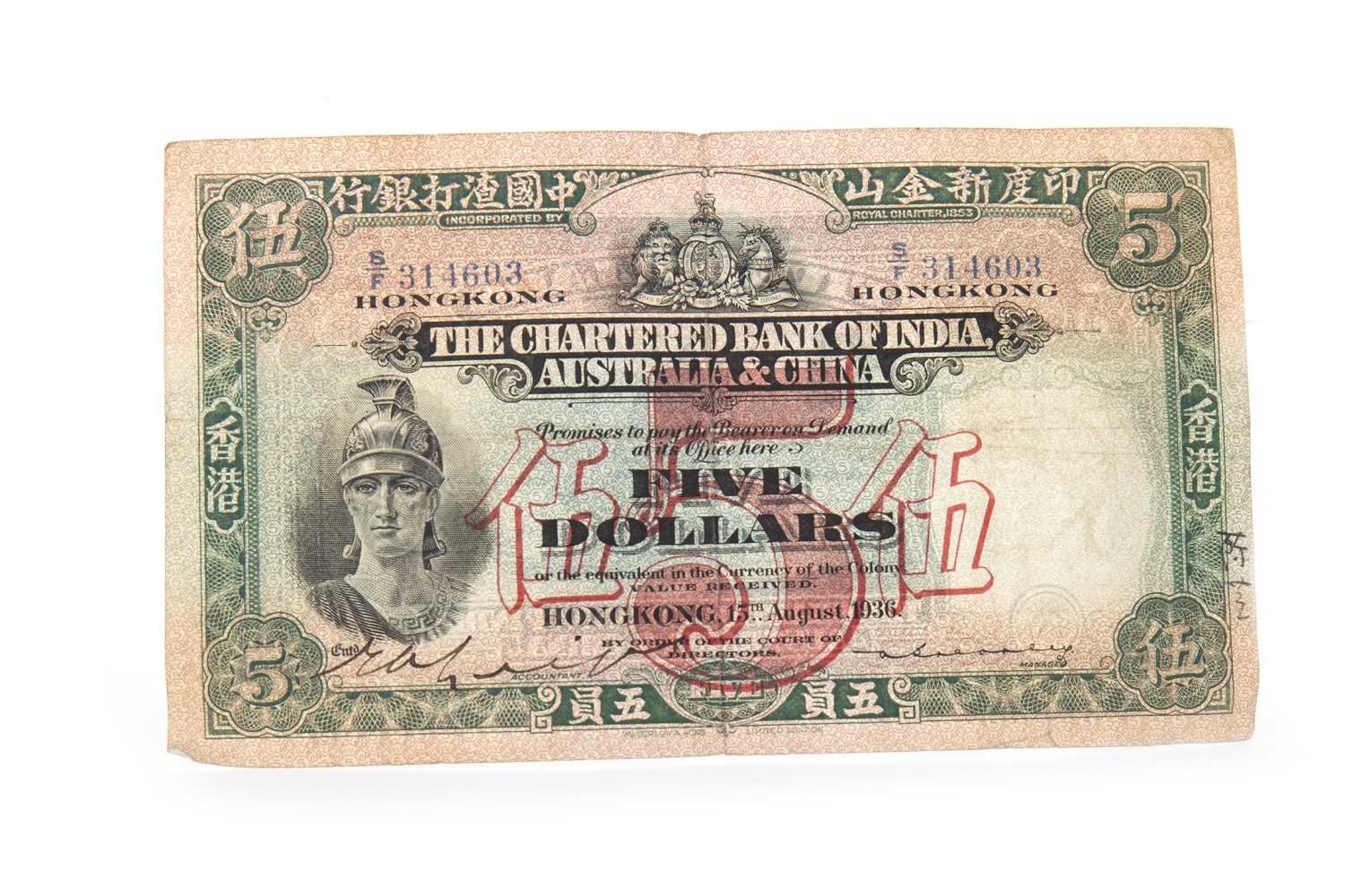 Lot 38 - A THE CHARTERED BANK OF INDIA, AUSTRALIA & CHINA £5 NOTE