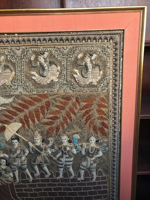Lot 728 - A LARGE MID 20TH CENTURY BURMESE EMBROIDERED PANEL