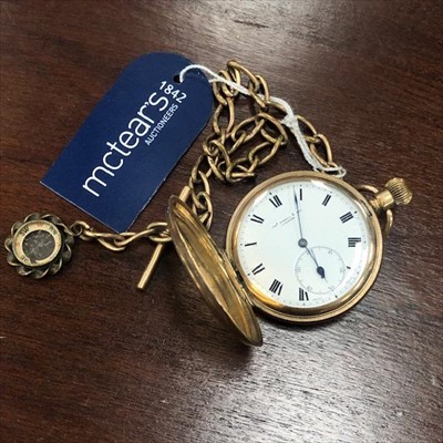 Lot 83 - A GOLD PLATED HUNTER POCKET WATCH