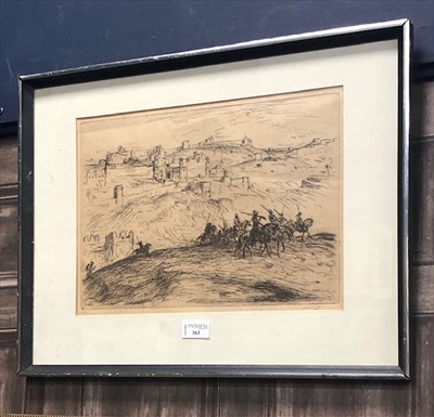 Lot 363 - PROCESSION, AN ETCHING BY MARIUS BAUER