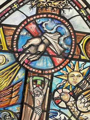 Lot 87 - A LOT OF TWO STAINED GLASS WINDOW DESIGNS BY ALEX. GILFILLAN