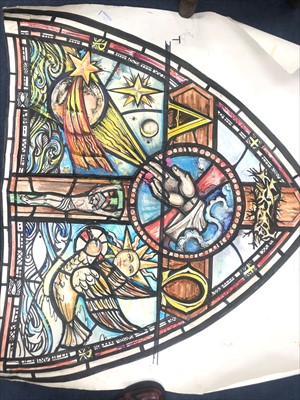 Lot 87 - A LOT OF TWO STAINED GLASS WINDOW DESIGNS BY ALEX. GILFILLAN