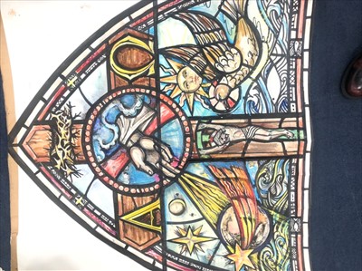 Lot 87 - A LOT OF TWO STAINED GLASS WINDOW DESIGNS BY ALEX. GILFILLAN