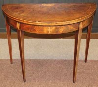 Lot 1010 - GEORGE III MAHOGANY AND ROSEWOOD CROSSBANDED D-...