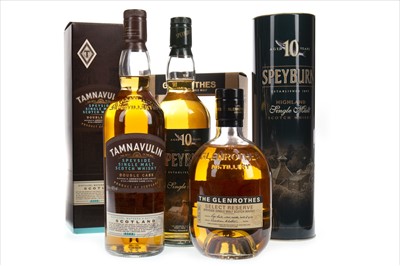 Lot 344 - SPEYBURN 10 YEARS OLD, TAMNAVULIN DOUBLE CASK AND GLENROTHES SELECT RESERVE