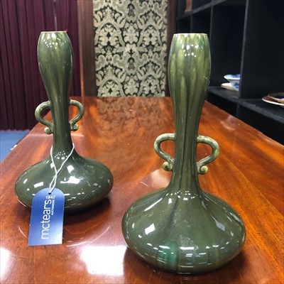 Lot 397 - A PAIR OF DUNMORE ART NOUVEAU CERAMIC VASES