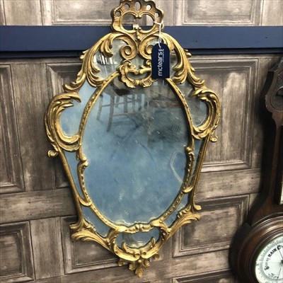Lot 405 - A GILT WALL MIRROR AND PAINTED METAL SCUTTLE