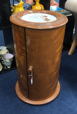 Lot 408 - A 19TH CENTURY SATINWOOD CYLINDRICAL POT CUPBOARD