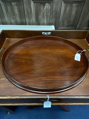 Lot 398 - A 19TH CENTURY MAHOGANY OVAL TRAY