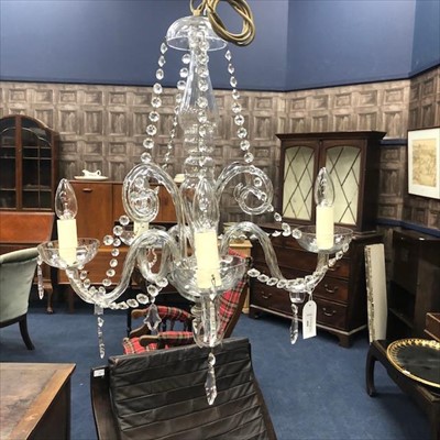 Lot 400 - A GLASS FOUR BRANCH CHANDELIER