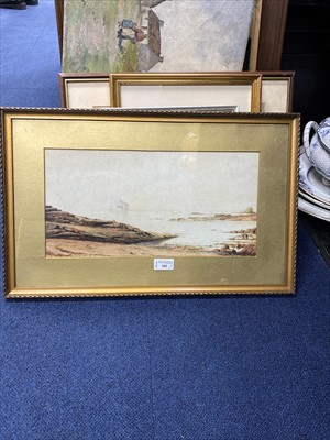 Lot 395 - THE BASS ROCK, A WATERCOLOUR BY S.MAY AND OTHER PICTURES AND PRINTS