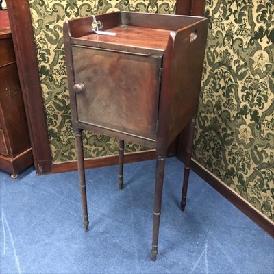 Lot 417 - A 19TH CENTURY MAHOGANY TRAY TOPPED POT CUPBOARD