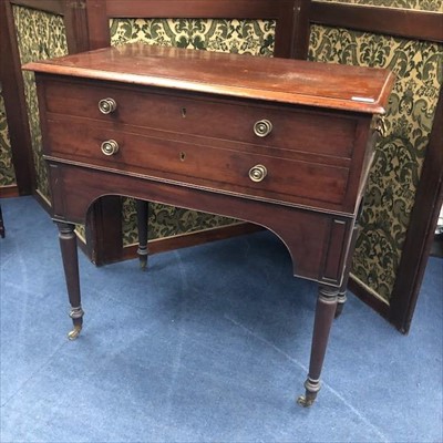 Lot 420 - AN EARLY 19TH CENTURY MAHOGANY TWO DRAWER SIDE TABLE