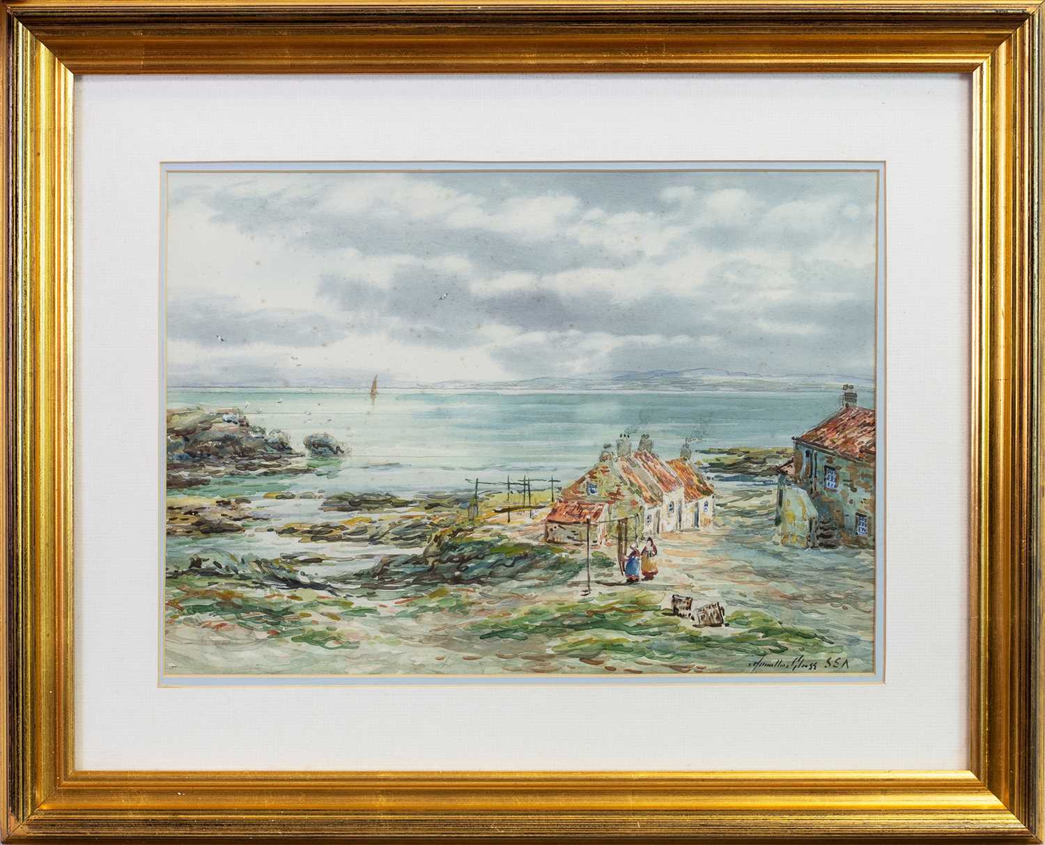 Lot 426 - ACROSS THE FIRTH OF FORTH FROM DYSART, A WATERCOLOUR BY JOHN HAMILTON GLASS