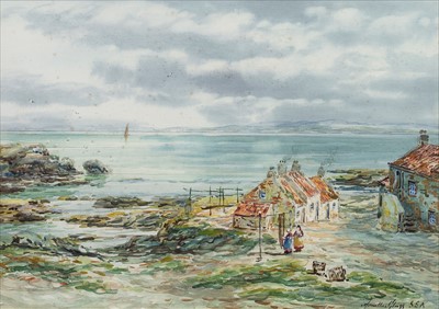 Lot 426 - ACROSS THE FIRTH OF FORTH FROM DYSART, A WATERCOLOUR BY JOHN HAMILTON GLASS