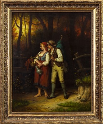 Lot 46 - COURTING COUPLE, AN OIL BY
