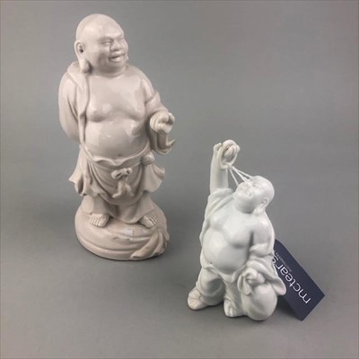 Lot 73 - A LOT OF TWO BLANC DE CHINE FIGURES OF BUDDHA
