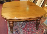 Lot 1026 - VICTORIAN OAK EXTENDING DINING TABLE with...