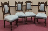 Lot 1027 - SET OF EIGHT STAINED BEECH HIGH BACK SINGLE...