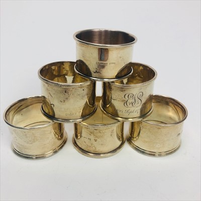 Lot 2 - A LOT OF SIX SILVER NAPKIN RINGS