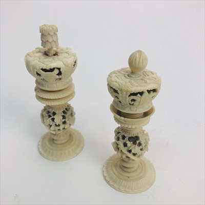 Lot 5 - A LOT OF TWO 19TH CENTURY CARVED CHESS PIECES