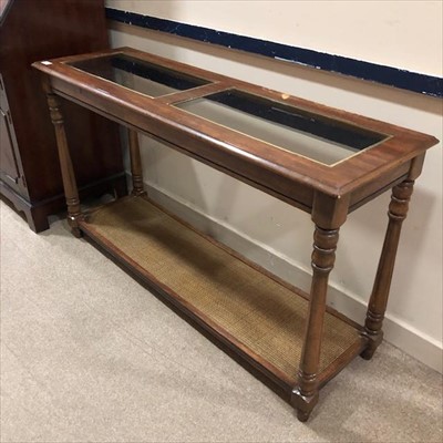 Lot 197 - A GLASS TOPPED HALL TABLE
