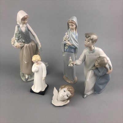 Lot 123 - A ROYAL DOULTON FIGURE OF 'DARLING' AND FOUR OTHER FIGURES