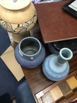 Lot 118 - A ROYAL CAULDON BALUSTER VASE AND OTHER ITEMS OF ART POTTERY