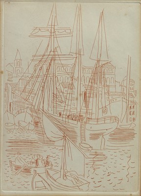 Lot 55 - BOAT IN HARBOUR, AN ETCHING BY JEAN DUFY