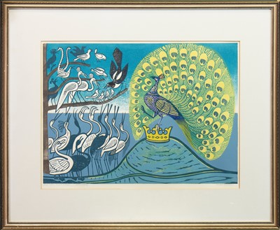 Lot 546 - AESOP'S FABLES,: PEACOCK AND MAGPIE, A LINOCUT BY EDWARD BAWDEN