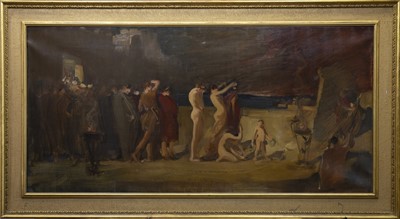 Lot 159 - SUCH BURIAL, THEN THE ILLUSTRIOUS HECTOR FOUND, AN OIL BY ROBERT BROUGH