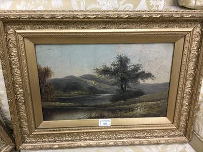 Lot 224 - A PAIR OF VICTORIAN GILT FRAMED OIL PAINTINGS AND FOUR OTHER PICTURES