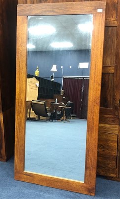 Lot 232 - A MODERN MAHOGANY RECTANGULAR WALL MIRROR