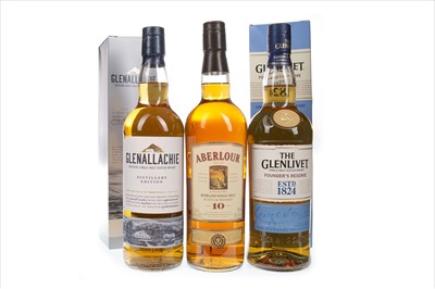 Lot 352 - ABERLOUR 10 YEARS OLD, GLENLIVET FOUNDER'S RESERVE AND GLENALLACHIE DISTILLERY EDITION