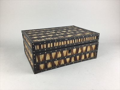Lot 52 - AN ANGLO-INDIAN PORCUPINE QUILL BOX AND OTHER ITEMS